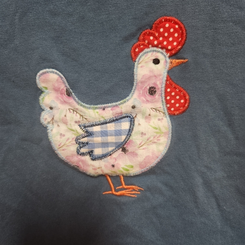 Blue Baby Top with Chicken Appliqué - Picture 2 of 5